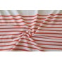 tissu marinière au mètre - corail et blanc