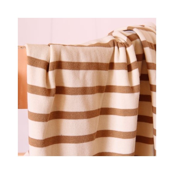 tissu marinière camel et écru