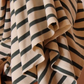 tissu marinière vert et écru