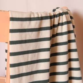 jersey rayé vert et écru - tissu pour marinière
