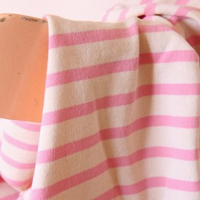 tissu jersey marinière épais - rose et écru