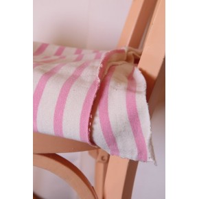 tissu rayé écru et rose - un chat sur un fil