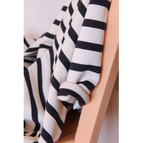tissu sweat rayures - marine et écru