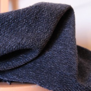 tissu velours chiné bleu marine - un chat sur un fil