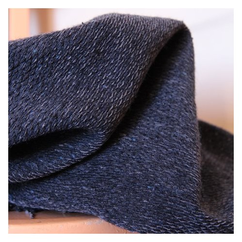 tissu velours chiné bleu marine - un chat sur un fil