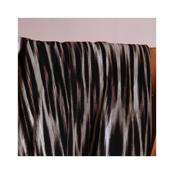 sergé de viscose sépia vert et marron - un chat sur un fil