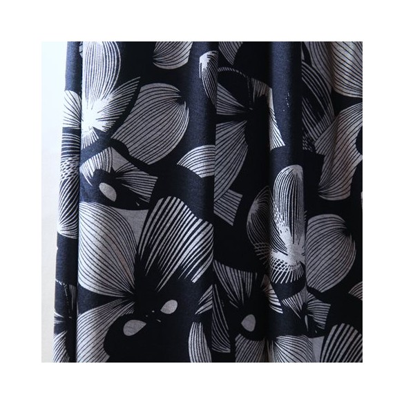 maille milano fleurs marine et blanc