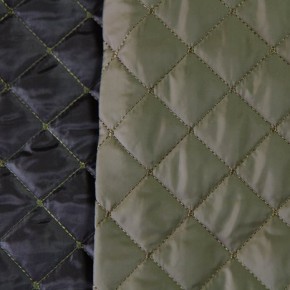 tissu matelassé réversible - kaki et noir
