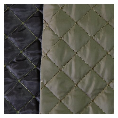 tissu matelassé réversible - kaki et noir