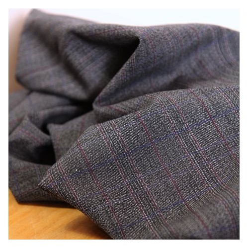 tissu carreaux - gris foncé bleu et rouge