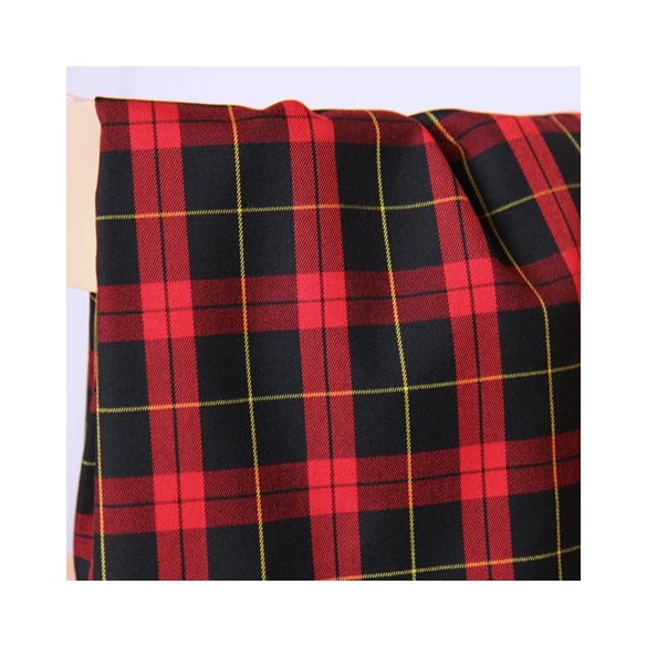 tissu gabardine souple à carreaux rouge et noir