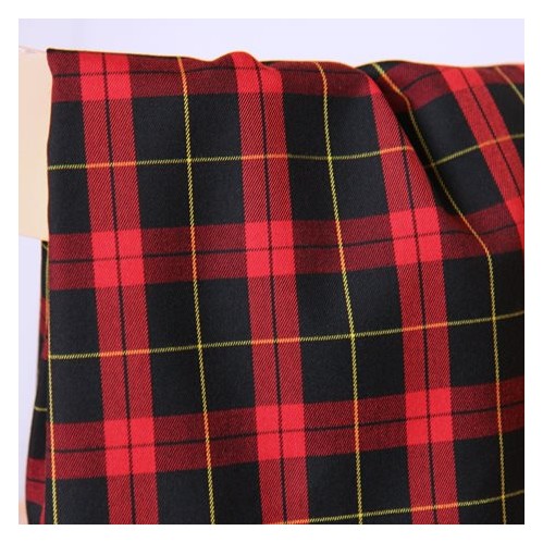 tissu gabardine souple à carreaux rouge et noir