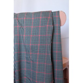tissu fluide carreaux vert et rouge - un chat sur un fil