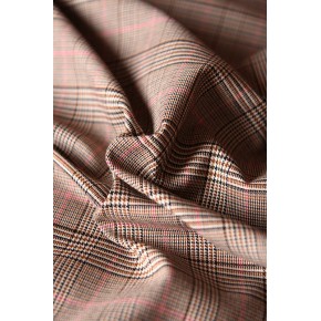 tissu fluide carreaux marron beige et rose