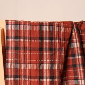 tissu lin et coton de belle qualité - tissu tartan brique blanc et noir