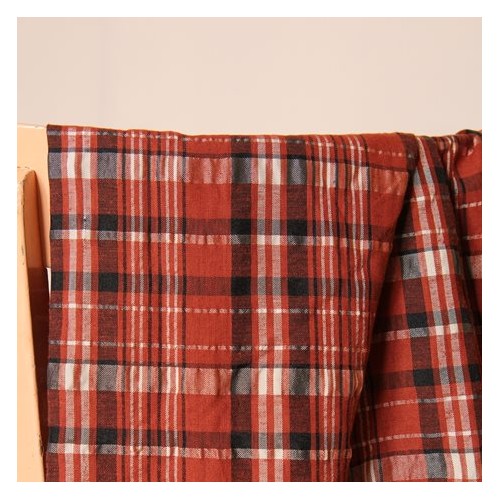 tissu lin et coton de belle qualité - tissu tartan brique blanc et noir