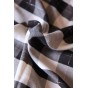 Tissu Viscose & Lurex – Carreaux Vichy & Ligne Argentée Noir & Blanc