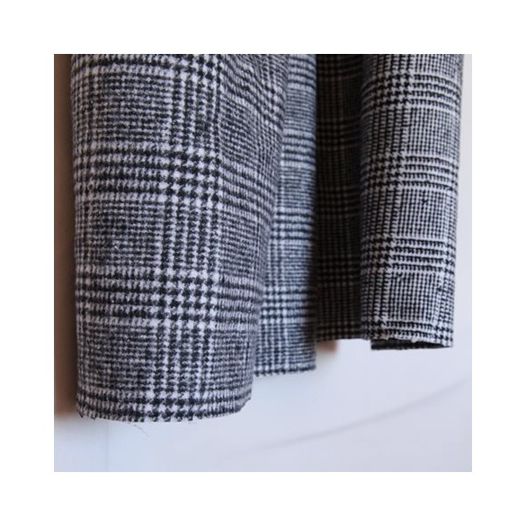 tissu carreaux prince de galles - noir et blanc