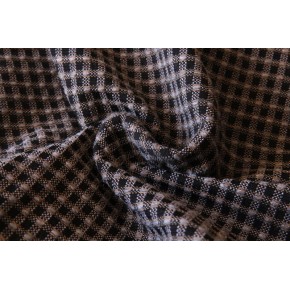 jacquard français à carreaux gris et noir - un chat sur un fil