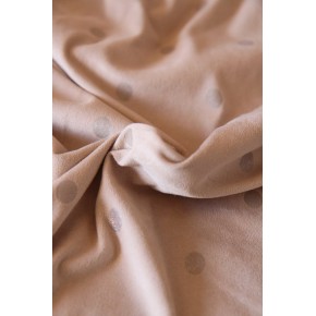 tissu fin en suédine beige à pois argentés