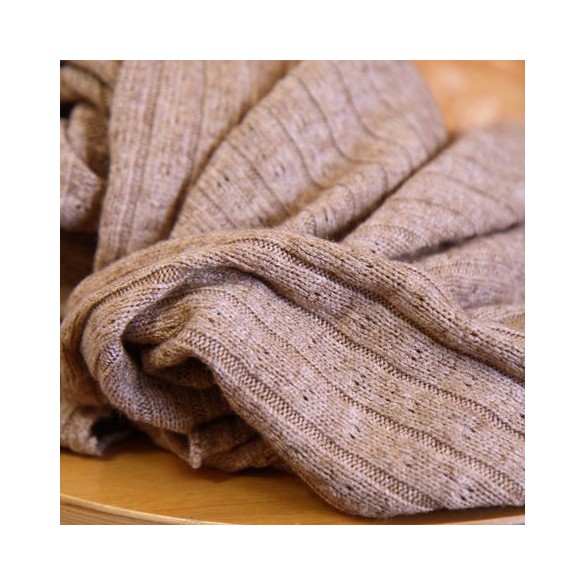 tissu maille douce et ajourée beige chiné - un chat sur un fil