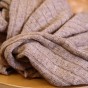 tissu maille douce et ajourée beige chiné - un chat sur un fil