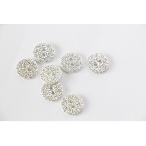 Bouton rond SUPER paillettes argentées