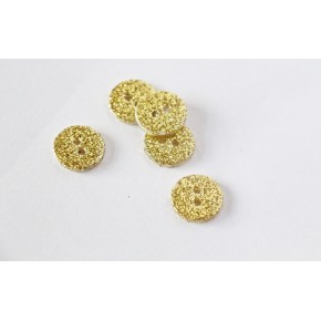 Bouton rond SUPER paillettes dorées