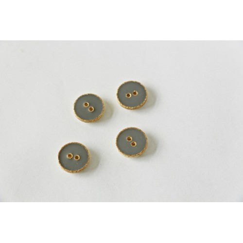 Bouton rond émaillé gris et doré Bouton rond émaillé gris et doré