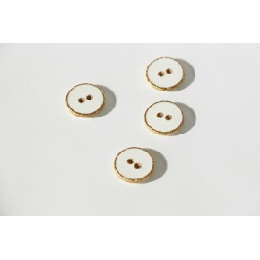 Bouton rond émaillé blanc et doré