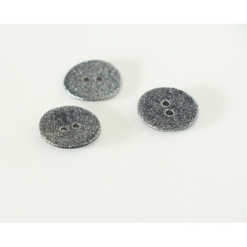 Bouton nacre noir paillettes argentées 18MM Bouton nacre noir paillettes argentées 18MM