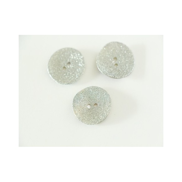 Bouton nacre paillettes argentées 22mm