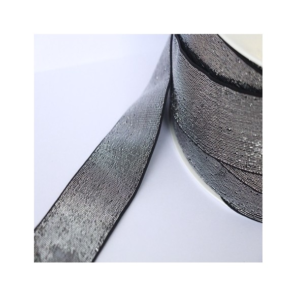 Elastique noir lurex argenté lisse 40 mm