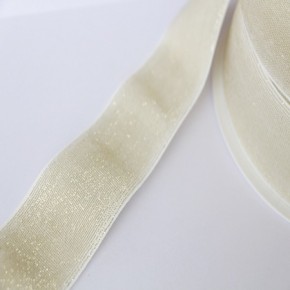 Elastique blanc lurex doré lisse 40 mm