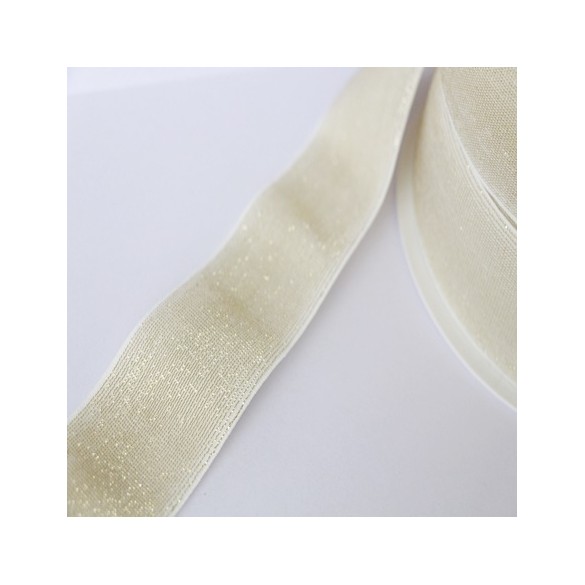 Elastique blanc lurex doré lisse 40 mm