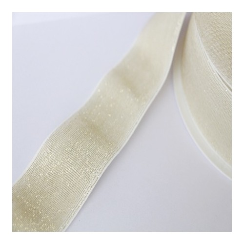 Elastique blanc lurex doré lisse 40 mm Elastique blanc lurex doré lisse 40 mm
