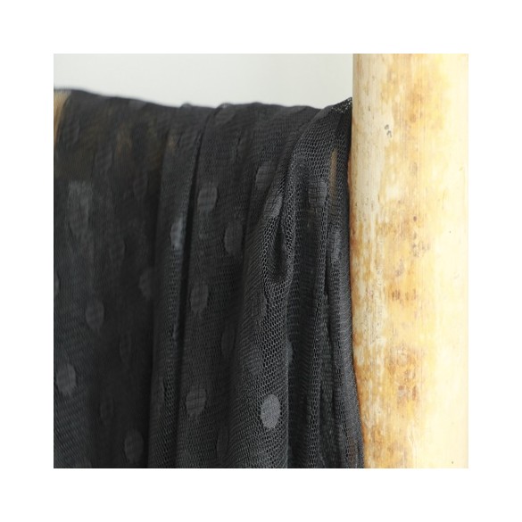 tulle plumetis gros pois noir