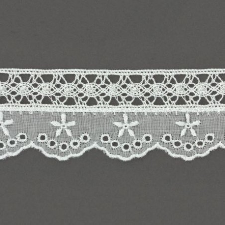 Dentelle Broderie Anglaise Trasse San Gallo 13cm Festonnée - Neuf, Par Mètre