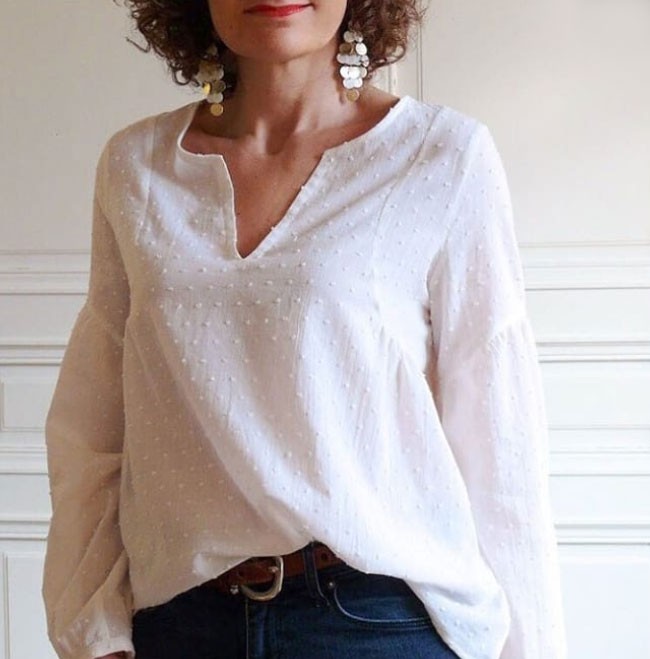 La blouse Bohème en coton plumetis